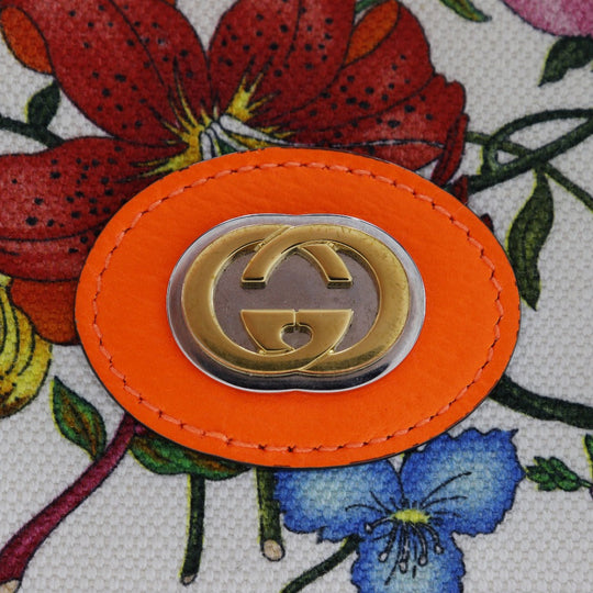 GUCCI Shoulder Bag 550147 Canvas, Leather Orange Floral GG Flora Women Used Authentic
