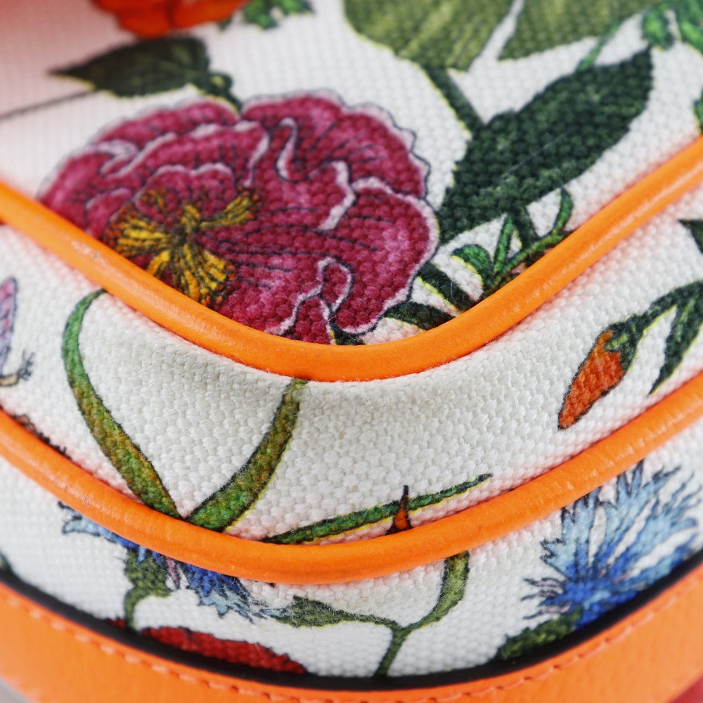GUCCI Shoulder Bag 550147 Canvas, Leather Orange Floral GG Flora Women Used Authentic