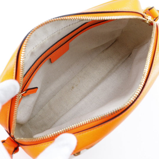 GUCCI Shoulder Bag 550147 Canvas, Leather Orange Floral GG Flora Women Used Authentic