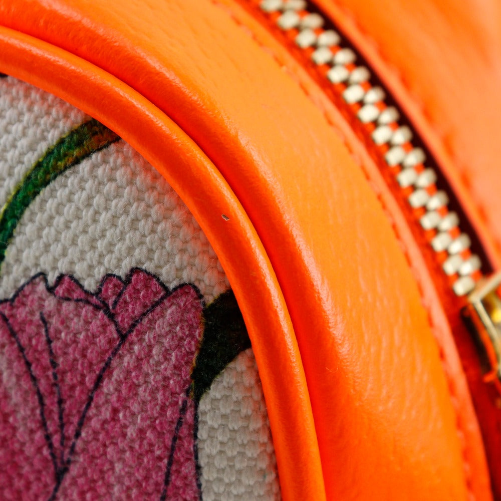 GUCCI Shoulder Bag 550147 Canvas, Leather Orange Floral GG Flora Women Used Authentic