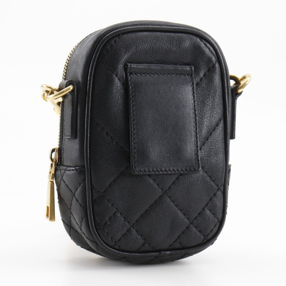 VERSACE Shoulder Bag leather black 2WAY Belt Pouch Medusa Women Used Authentic