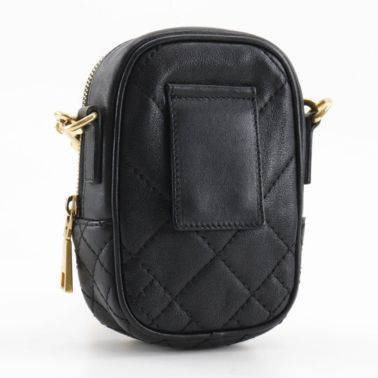 VERSACE Shoulder Bag leather black 2WAY Belt Pouch Medusa Women Used Authentic