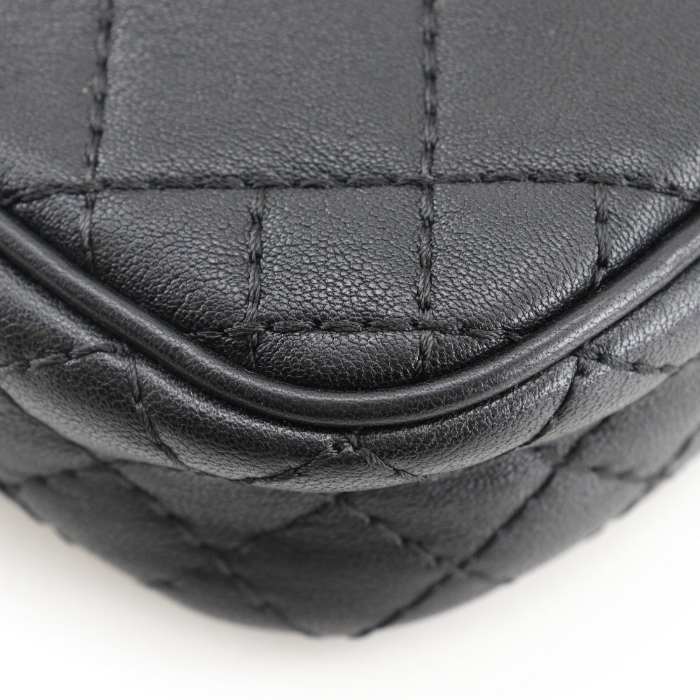 VERSACE Shoulder Bag leather black 2WAY Belt Pouch Medusa Women Used Authentic