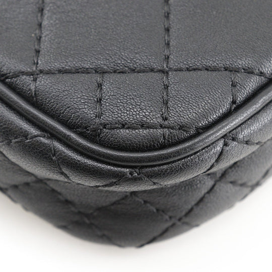 VERSACE Shoulder Bag leather black 2WAY Belt Pouch Medusa Women Used Authentic