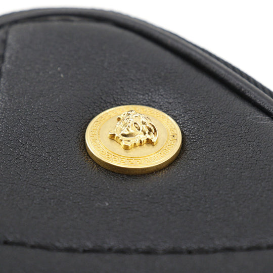 VERSACE Shoulder Bag leather black 2WAY Belt Pouch Medusa Women Used Authentic