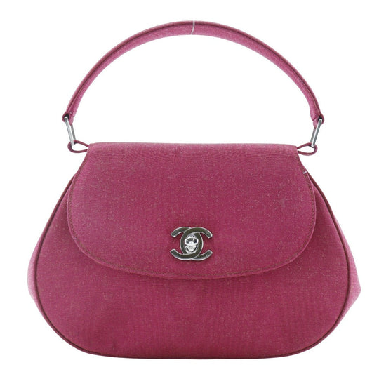 CHANEL Handbag cotton pink Party bag Mini Coco Handle Women Used Authentic