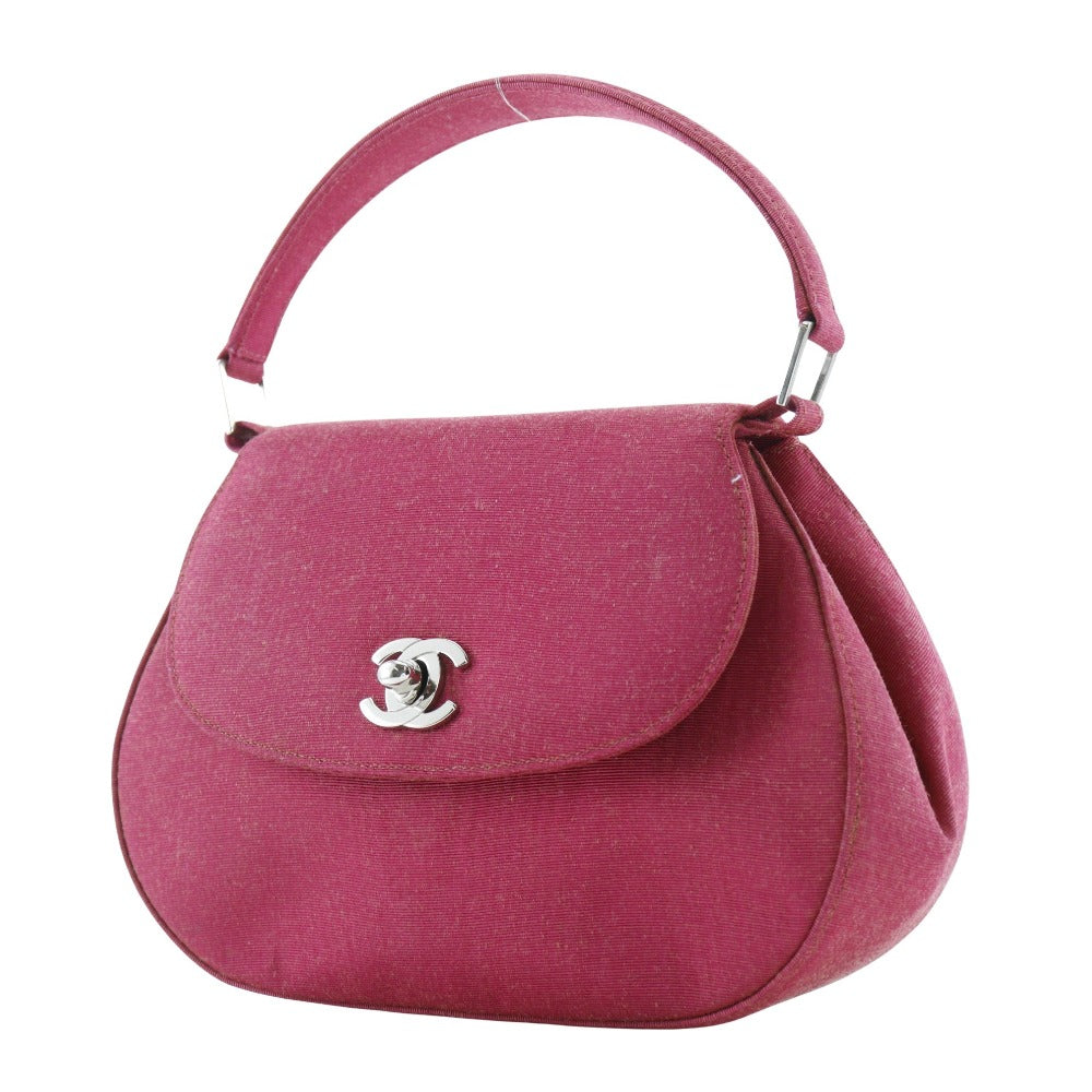 CHANEL Handbag cotton pink Party bag Mini Coco Handle Women Used Authentic