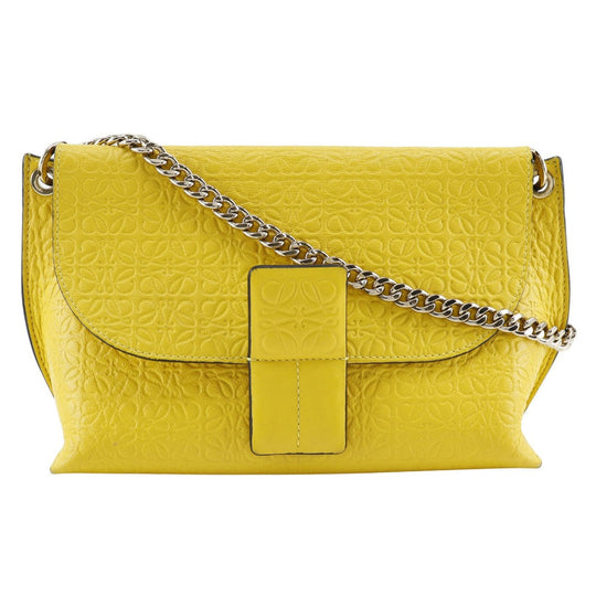 LOEWE Shoulder Bag Calfskin yellow ChainShoulder Repeat anagram Avenue Women Used Authentic