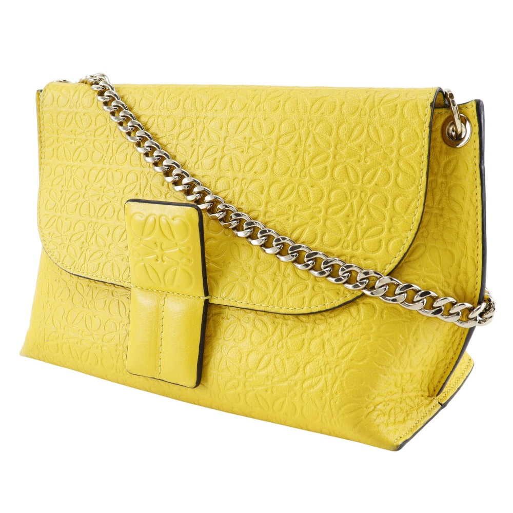 LOEWE Shoulder Bag Calfskin yellow ChainShoulder Repeat anagram Avenue Women Used Authentic