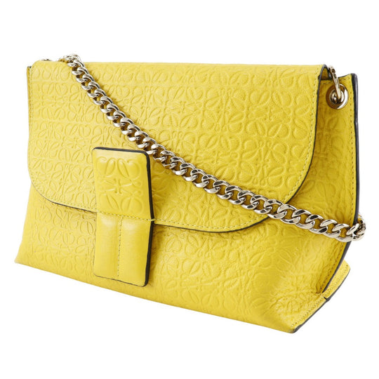LOEWE Shoulder Bag Calfskin yellow ChainShoulder Repeat anagram Avenue Women Used Authentic