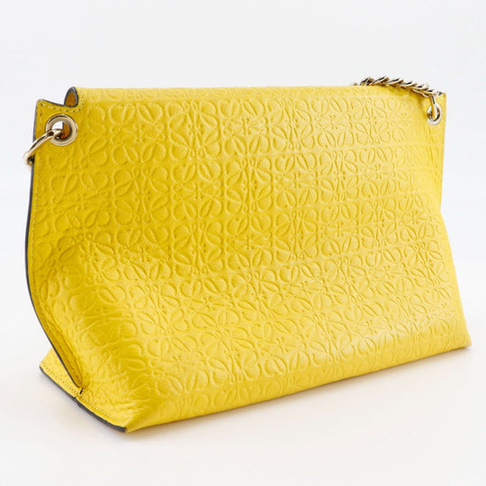LOEWE Shoulder Bag Calfskin yellow ChainShoulder Repeat anagram Avenue Women Used Authentic
