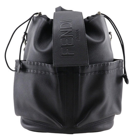 FENDI Backpack 7VZ070 Calfskin black 3WAYShoulder strike mens Used Authentic