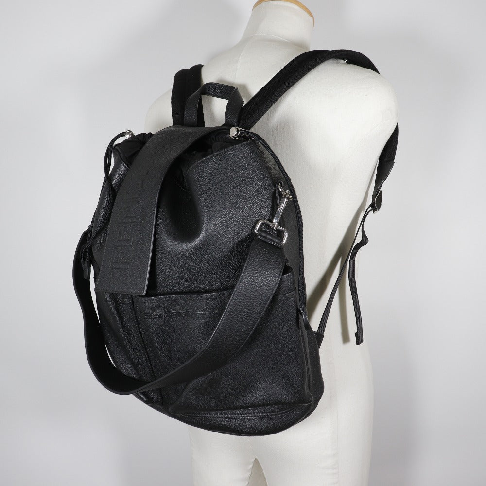 FENDI Backpack 7VZ070 Calfskin black 3WAYShoulder strike mens Used Authentic