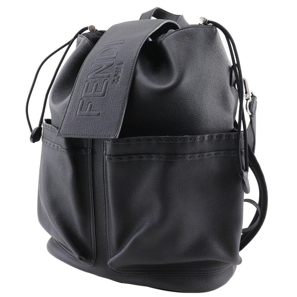 FENDI Backpack 7VZ070 Calfskin black 3WAYShoulder strike mens Used Authentic