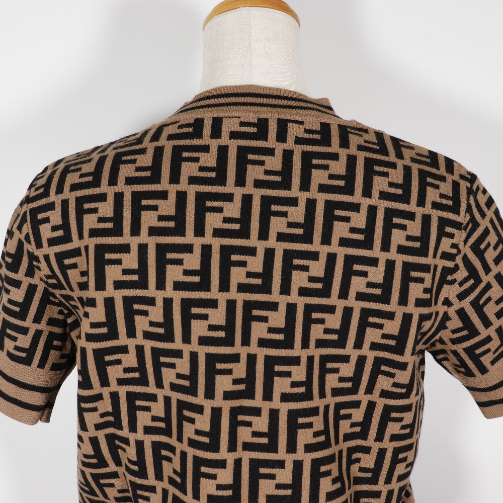 FENDI setup Rayon, Polyester Brown Short sleeve knit and knit skirt Zucca Kids 12A Used Authentic