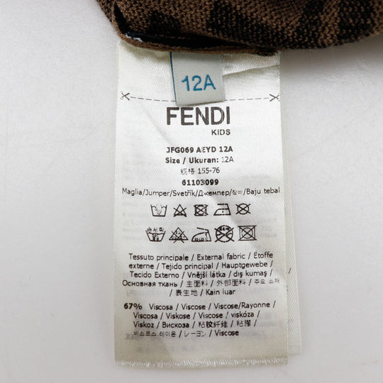FENDI setup Rayon, Polyester Brown Short sleeve knit and knit skirt Zucca Kids 12A Used Authentic