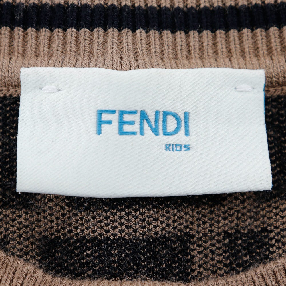 FENDI setup Rayon, Polyester Brown Short sleeve knit and knit skirt Zucca Kids 12A Used Authentic
