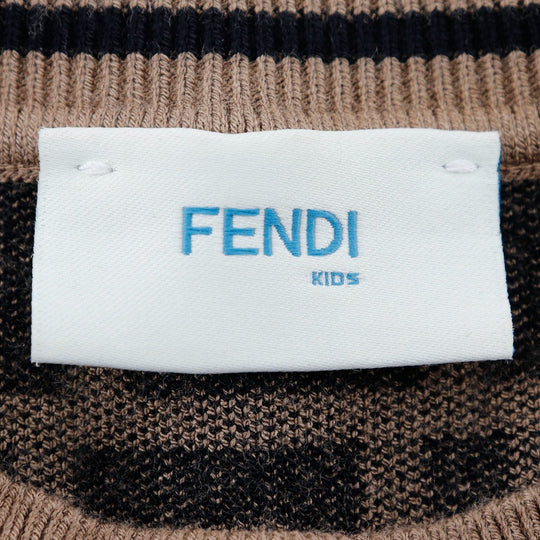 FENDI setup Rayon, Polyester Brown Short sleeve knit and knit skirt Zucca Kids 12A Used Authentic