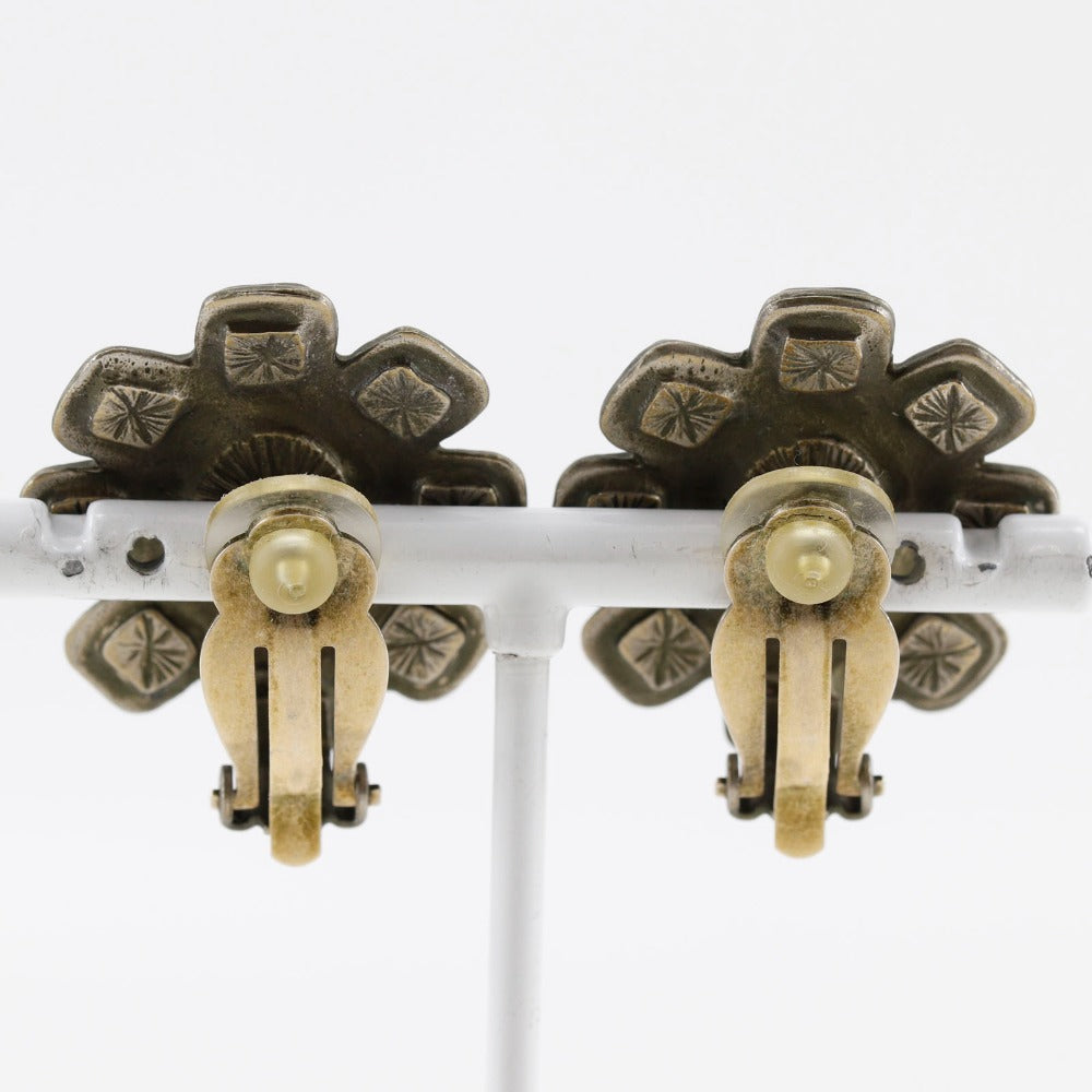 CHANEL Earring metallic Silver COCO Mark Women Used Authentic