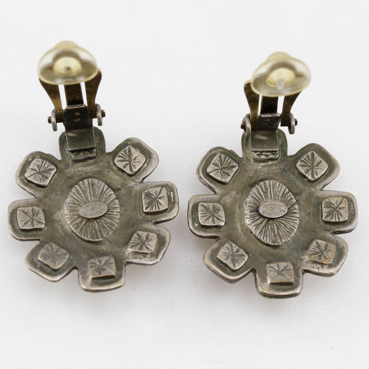 CHANEL Earring metallic Silver COCO Mark Women Used Authentic