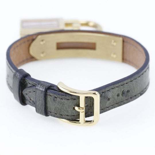 HERMES Watches Quartz Plated Gold , Leather gold Kelly White dial Women Used Authentic