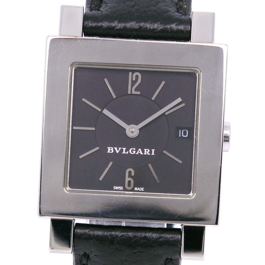 BVLGARI Watches Quartz SQ27SLD Stainless Steel , Leather black Quadlard black dial mens Used Authentic