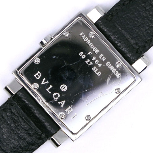 BVLGARI Watches Quartz SQ27SLD Stainless Steel , Leather black Quadlard black dial mens Used Authentic
