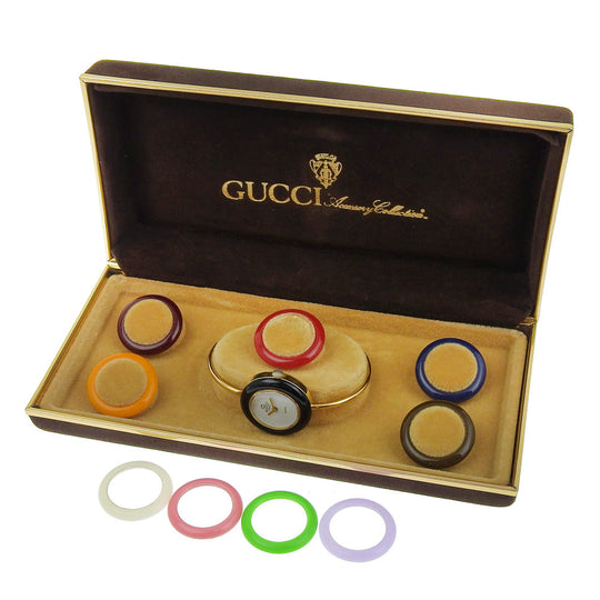 GUCCI Watches Quartz Plated Gold gold Change bezel White dial Women Used Authentic
