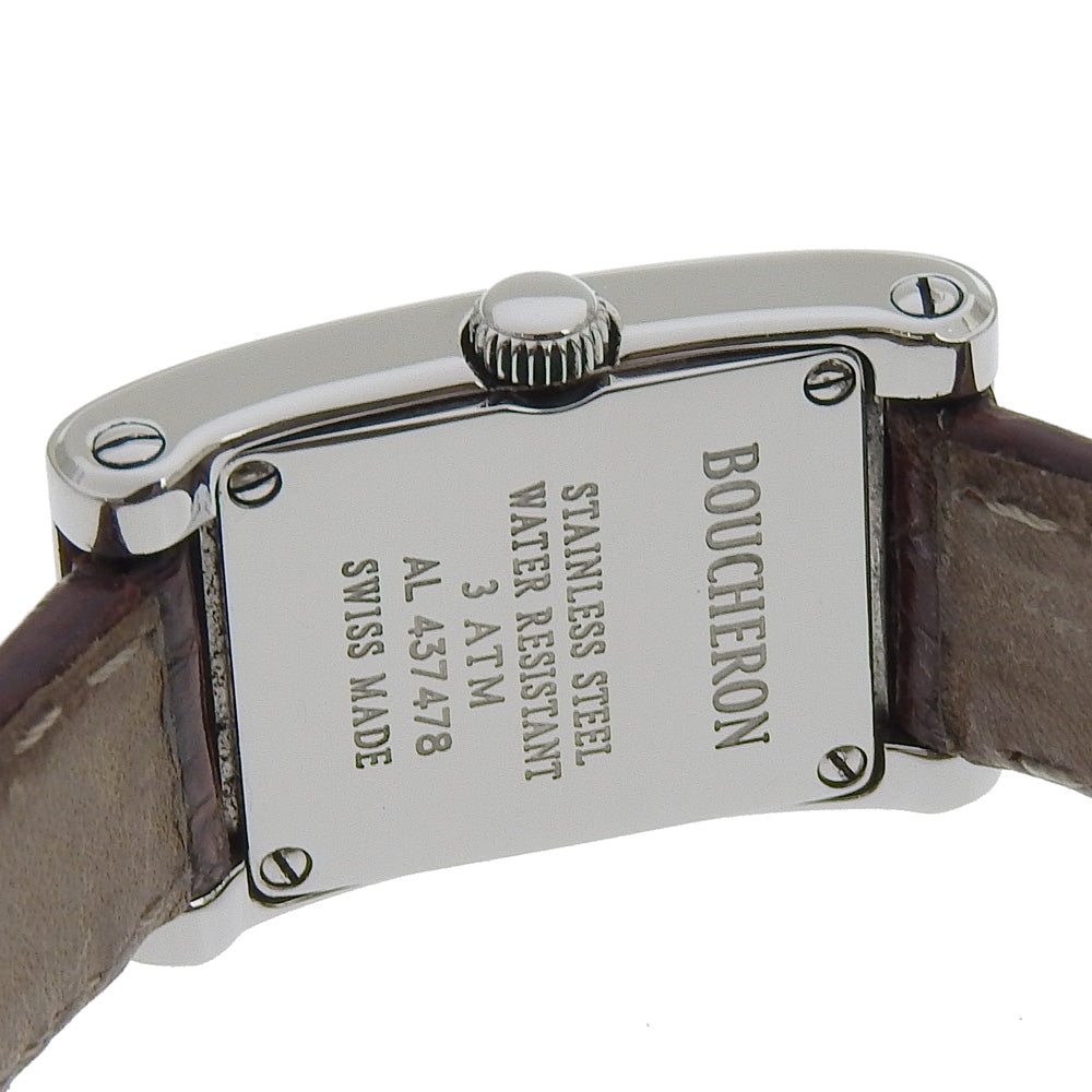 Boucheron Watches Quartz Stainless Steel , Embossed Leather Silver Silver dial