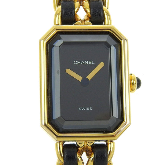 CHANEL Watches Quartz H0001 Plated Gold, embossed leather black Premiere L black dial