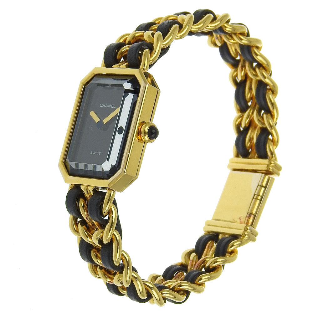 CHANEL Watches Quartz H0001 Plated Gold, embossed leather black Premiere L black dial