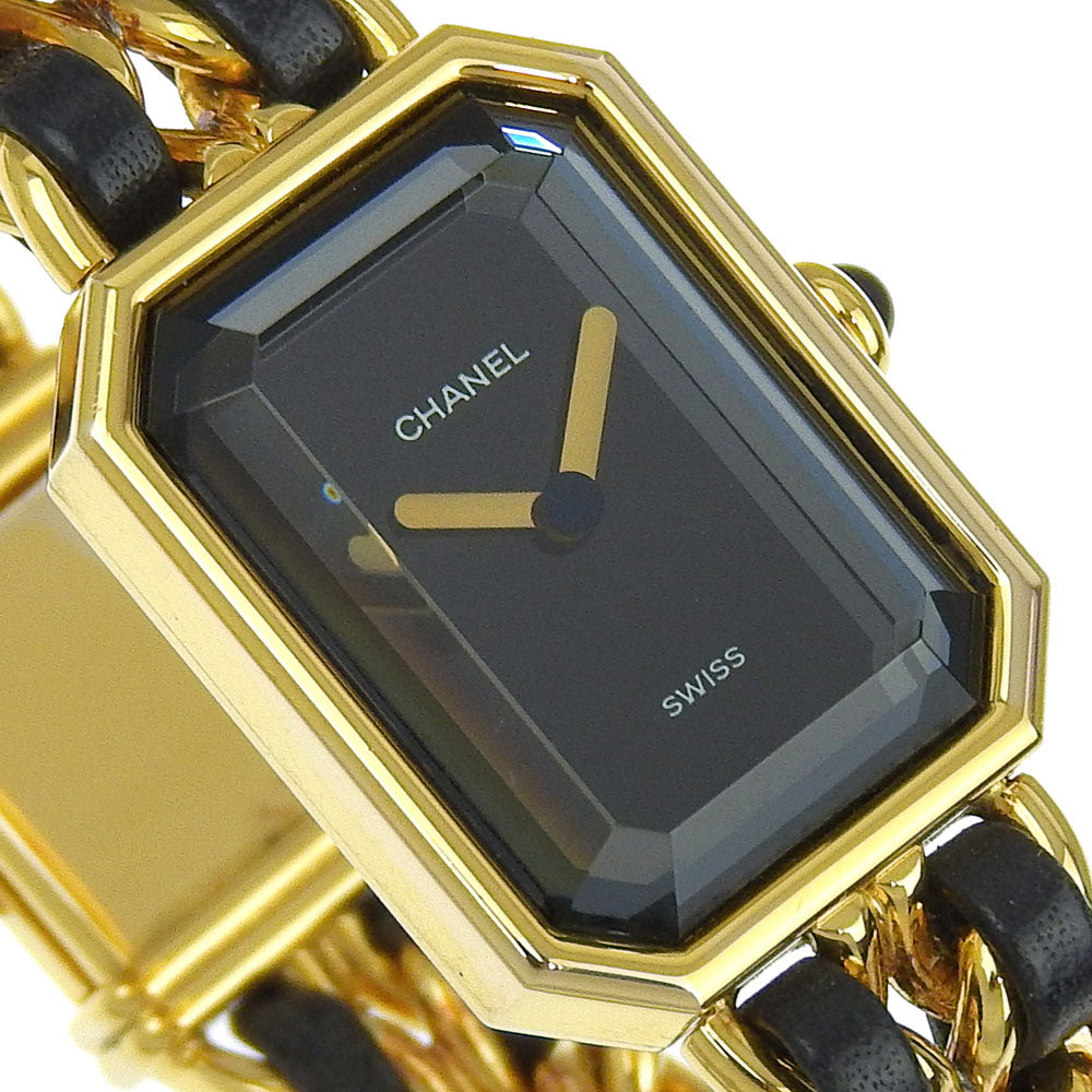 CHANEL Watches Quartz H0001 Plated Gold, embossed leather black Premiere L black dial