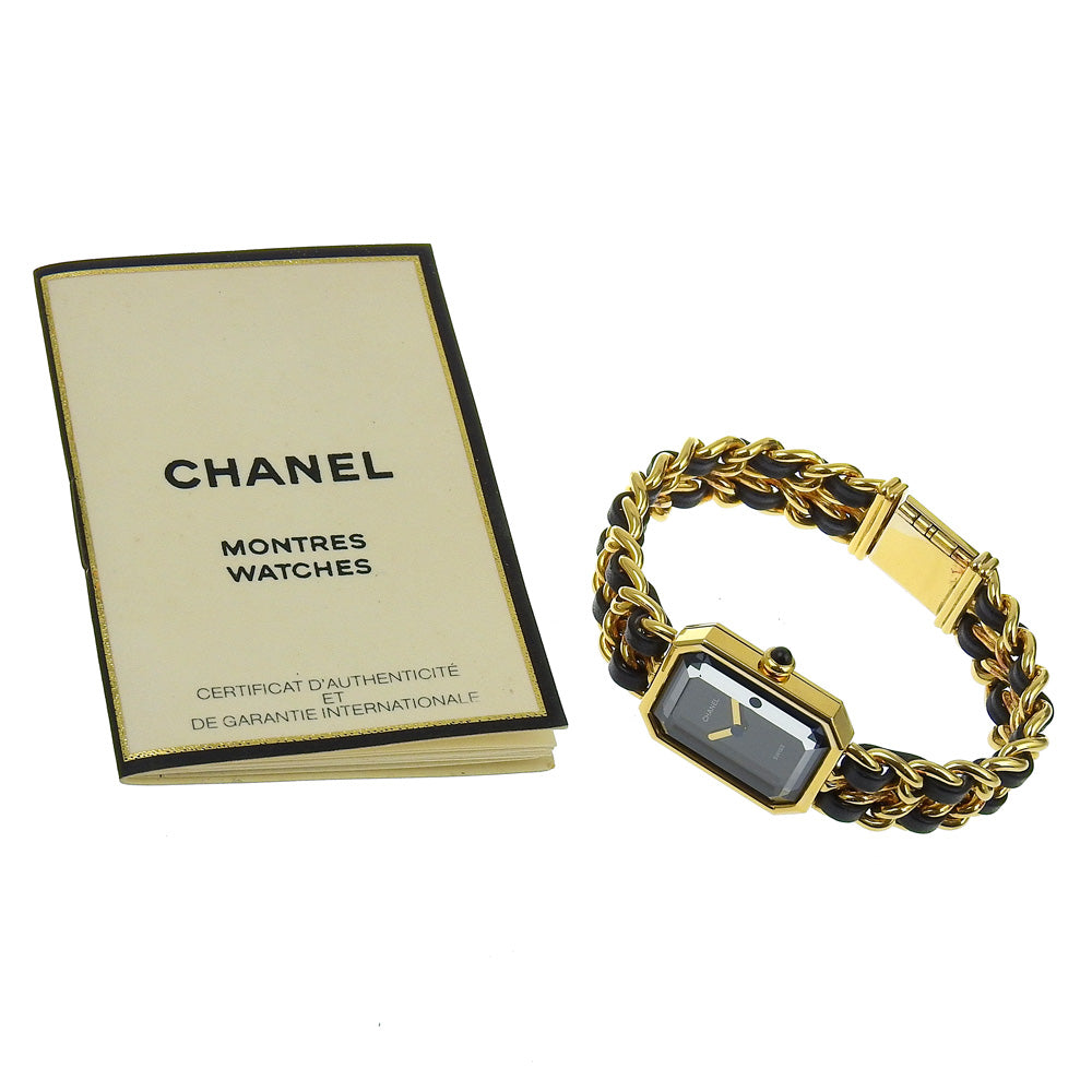 CHANEL Watches Quartz H0001 Plated Gold, embossed leather black Premiere L black dial