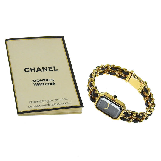 CHANEL Watches Quartz H0001 Plated Gold, embossed leather black Premiere L black dial