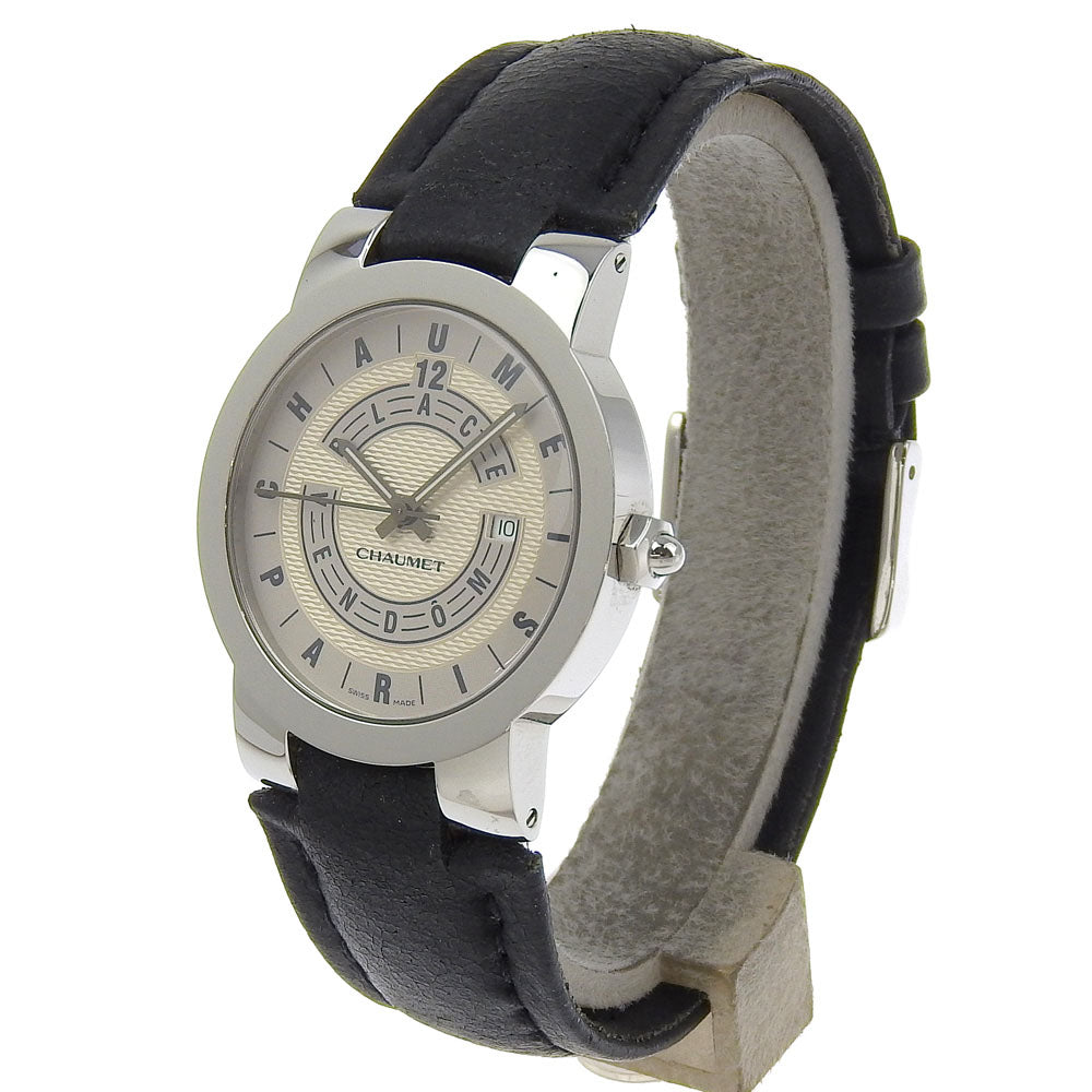 Chaumet Watches Quartz Stainless Steel , Embossed Leather Silver 150th anniversary Vendome Silver dial mens Used Authentic