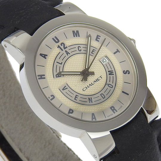 Chaumet Watches Quartz Stainless Steel , Embossed Leather Silver 150th anniversary Vendome Silver dial mens Used Authentic