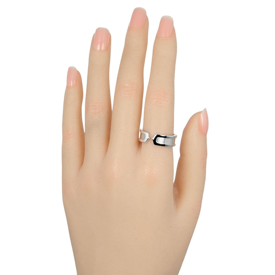 CARTIER Ring K18 white gold Silver 2C mens 56 Used Authentic