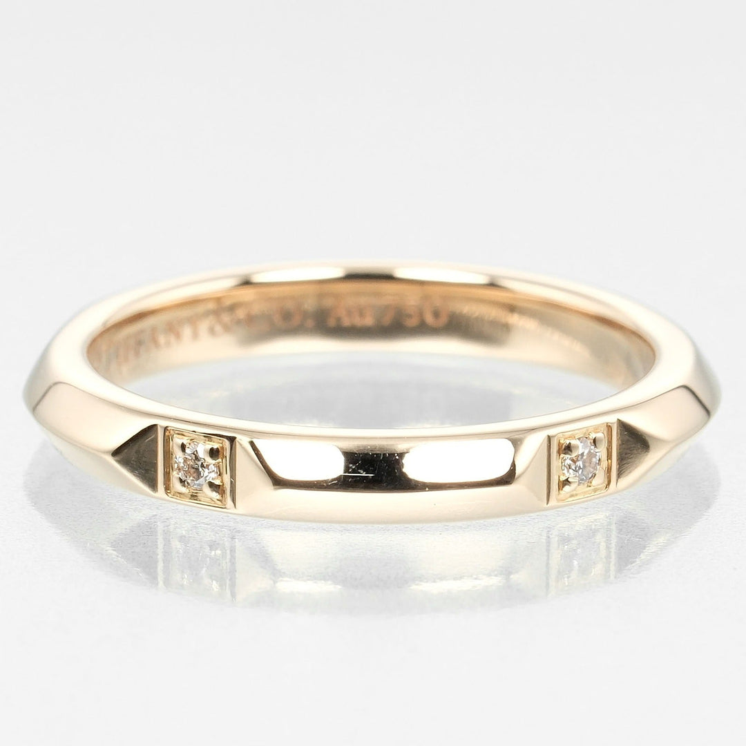 TIFFANY&Co. Ring K18 pink gold, 5P diamonds gold 0.1" model True Women Used Authentic