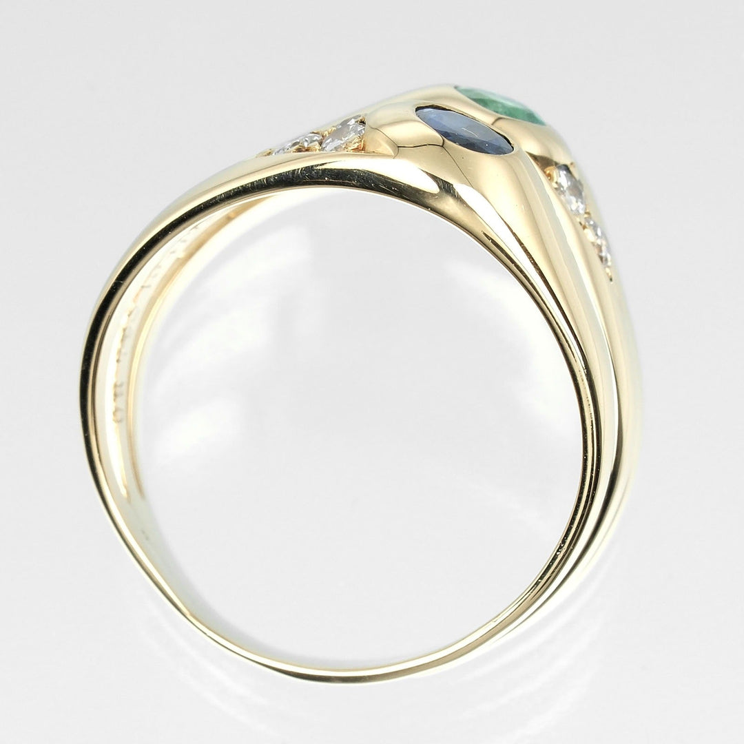 Chaumet Ring 18K Yellow Gold, Diamond, Sapphire, Emerald, Ruby Silver Vintage multi-stone Women Used Authentic