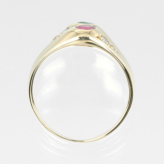 Chaumet Ring 18K Yellow Gold, Diamond, Sapphire, Emerald, Ruby Silver Vintage multi-stone Women Used Authentic