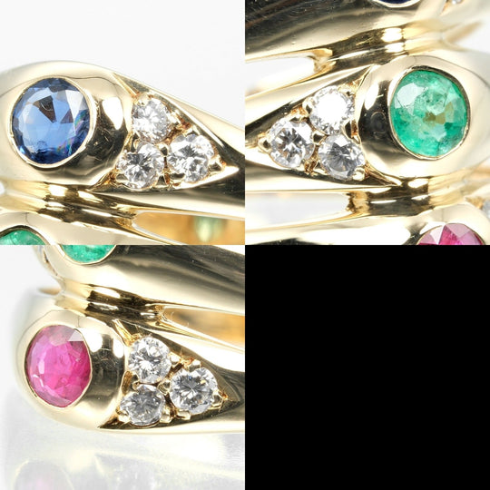 Chaumet Ring 18K Yellow Gold, Diamond, Sapphire, Emerald, Ruby Silver Vintage multi-stone Women Used Authentic