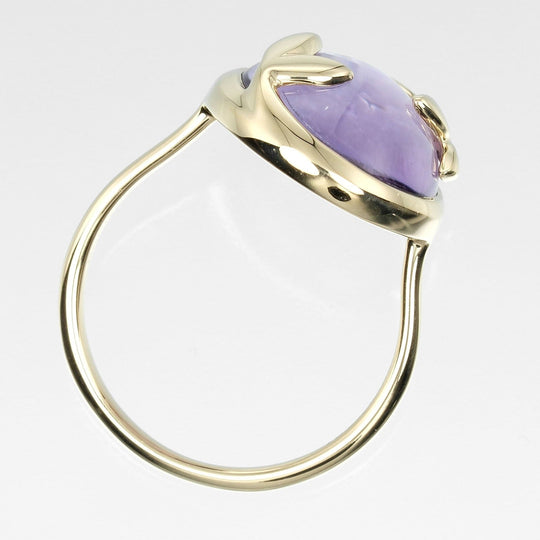 TIFFANY&Co. Ring K18 Yellow Gold, Amethyst Silver Olive leaf Women Used Authentic