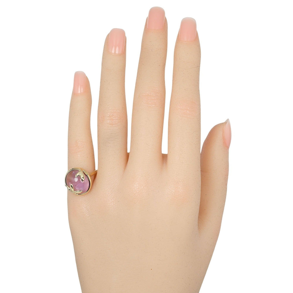 TIFFANY&Co. Ring K18 Yellow Gold, Amethyst Silver Olive leaf Women Used Authentic
