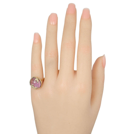 TIFFANY&Co. Ring K18 Yellow Gold, Amethyst Silver Olive leaf Women Used Authentic