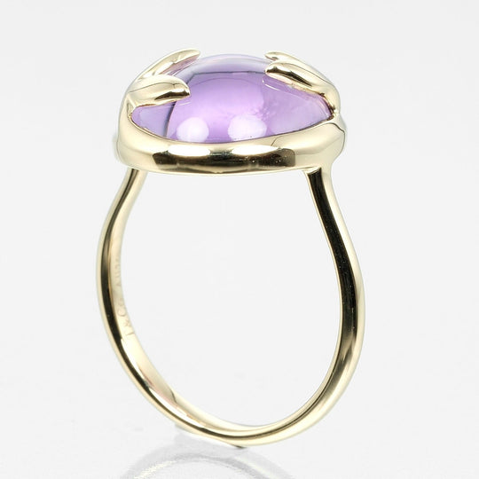 TIFFANY&Co. Ring K18 Yellow Gold, Amethyst Silver Olive leaf Women Used Authentic