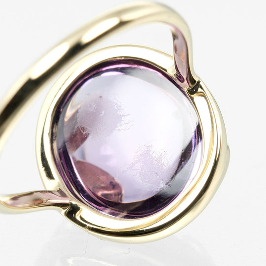 TIFFANY&Co. Ring K18 Yellow Gold, Amethyst Silver Olive leaf Women Used Authentic