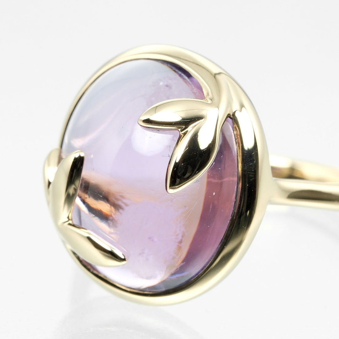 TIFFANY&Co. Ring K18 Yellow Gold, Amethyst Silver Olive leaf Women Used Authentic