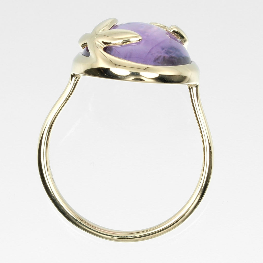 TIFFANY&Co. Ring K18 Yellow Gold, Amethyst Silver Olive leaf Women Used Authentic