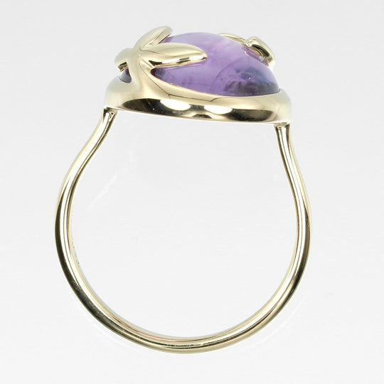 TIFFANY&Co. Ring K18 Yellow Gold, Amethyst Silver Olive leaf Women Used Authentic