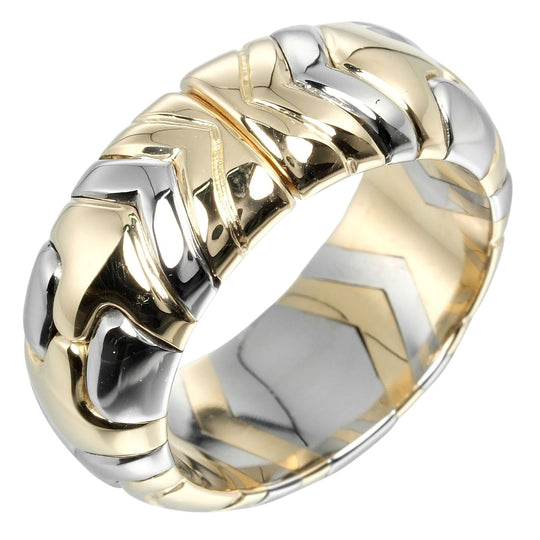 BVLGARI Ring K18 Yellow Gold, Stainless Steel Silver Al Beare Women Used Authentic